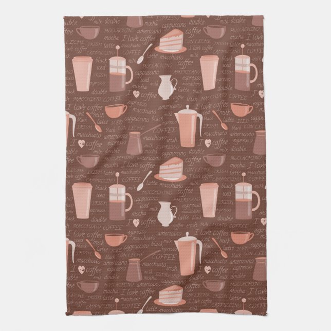 Linge De Cuisine Motif avec les éléments relatifs de café (Vertical)