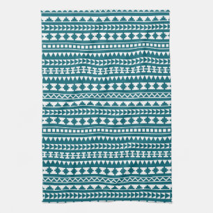 Linge De Cuisine Motif aztèque tribal de turquoise foncée