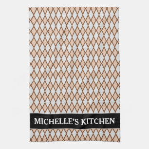 Linge De Cuisine Motif beige et gris rustique de forme de diamant +