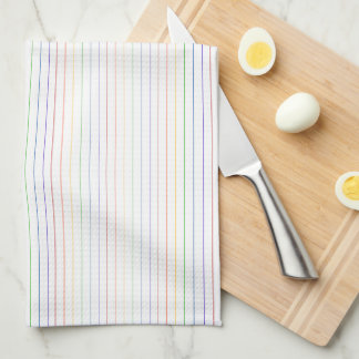 Linge De Cuisine Motif blanc à rayures minces arc-en-ciel