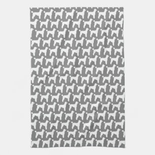 Linge De Cuisine Motif blanc de silhouettes de caniche standard