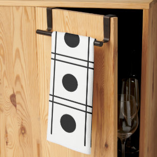 Linge De Cuisine Motif blanc et noir du point Polka Cercle