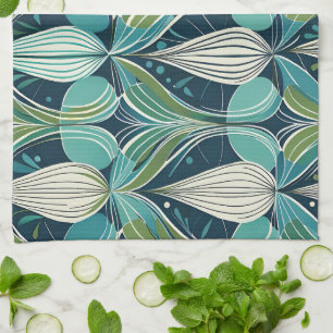 Linge De Cuisine Motif bleu vert du milieu du siècle atomique