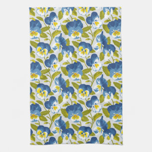 Linge De Cuisine Motif Blue Pansy
