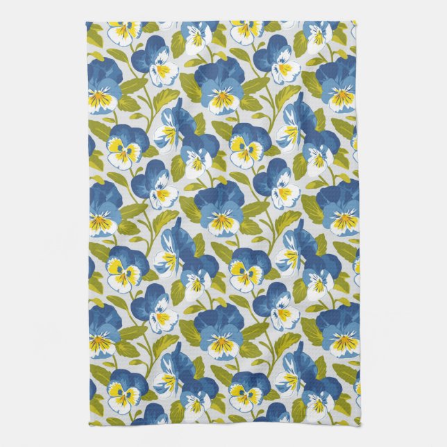 Linge De Cuisine Motif Blue Pansy (Vertical)