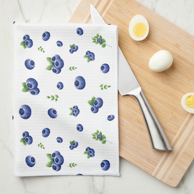 Linge De Cuisine Motif Blueberry (Quart Plié)