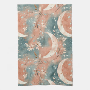 Linge De Cuisine Motif botanique céleste Terracotta Ardoise Bleu