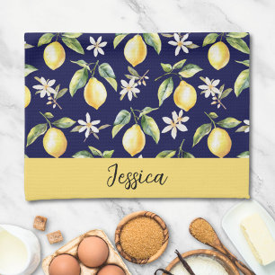 Linge De Cuisine Motif botanique de fruit de citron Citrus Monogram
