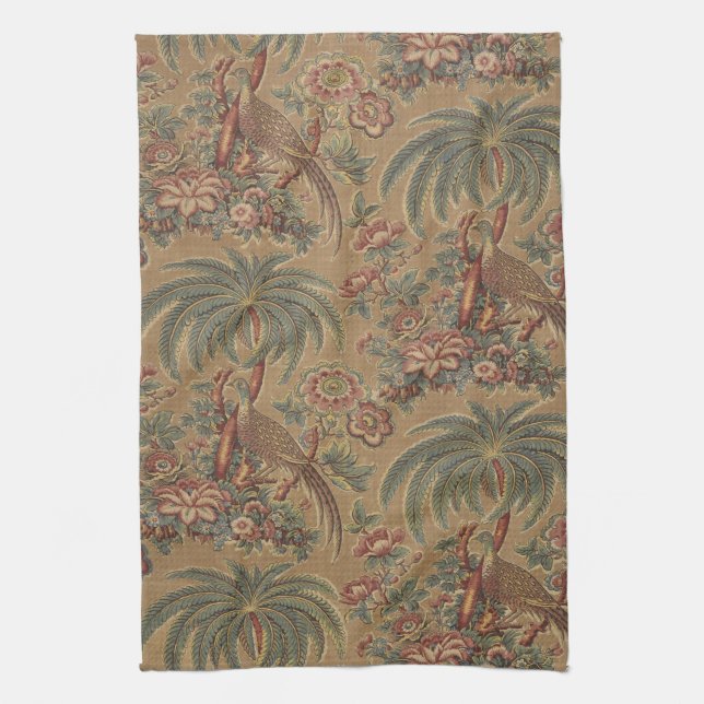 Linge De Cuisine Motif botanique de palmier oiseau exotique vert sa (Vertical)