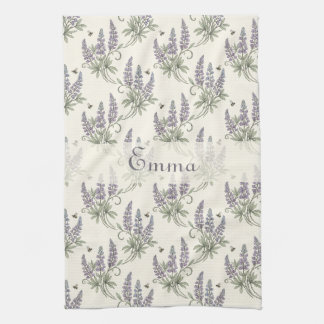 Linge De Cuisine Motif botanique vintage élégant lupin et abeilles