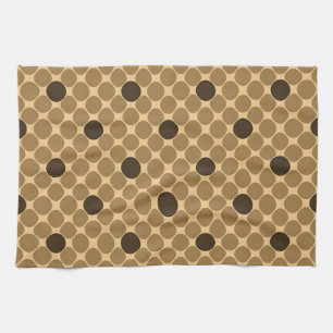 Linge De Cuisine Motif Brun Géométrique avec Cercles