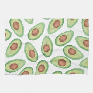 Linge De Cuisine Motif brun vert original d'avocat d'aquarelle