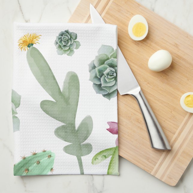 Linge De Cuisine Motif Cactus (Quart Plié)