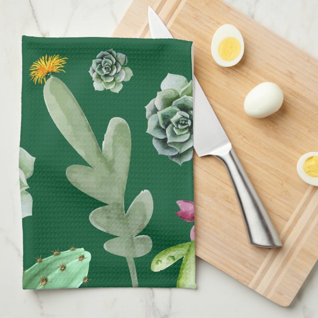 Linge De Cuisine Motif Cactus 3 (Quart Plié)