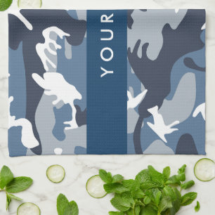 Linge De Cuisine Motif camouflage neige hivernale bleue Personnalis