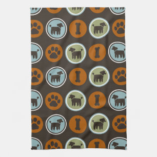 Linge De Cuisine Motif Caniches avec Empreintes de Pattes et Biscui