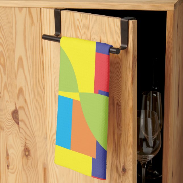 Linge De Cuisine Motif Carré géométrique Abstrait coloré (Pliage en tiers)