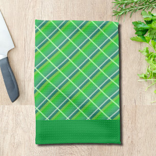 Linge De Cuisine Motif carreaux vert rétro horizontal