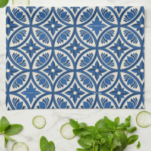 Linge De Cuisine Motif Carrelage Lotus Méditerranéen - Le Lotus Bla