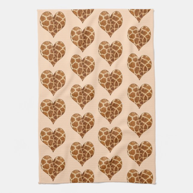 Linge De Cuisine Motif Carrelé Coeurs Giraffic (Vertical)