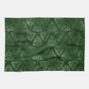 Linge De Cuisine Motif celtique irlandais vert et or élégant