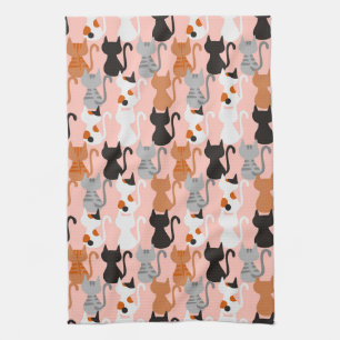 Linge De Cuisine Motif Chat Cute Sur Rose Bleu
