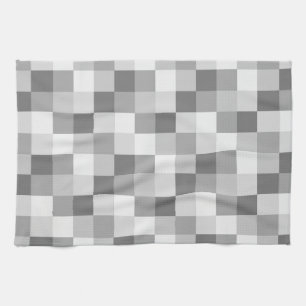 Linge De Cuisine Motif Checkered monochrome de gris argenté