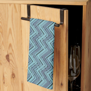 Linge De Cuisine Motif chevron bleu