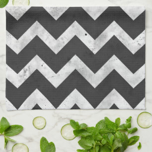 Linge De Cuisine Motif chevron rustique noir et blanc