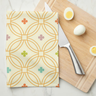 Linge De Cuisine Motif circulaire à verrouillage géométrique rétro