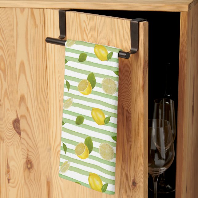 Linge De Cuisine  Motif Citron Méditerranée Pique-nique  (Pliage en tiers)