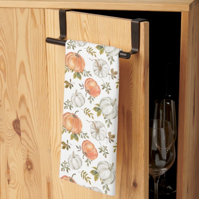 Linge De Cuisine Motif Citrouille d'aquarelle d'automne (Pliage en tiers)