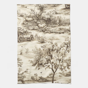 Linge De Cuisine Motif Classique Campagne Automne Citrouille Sépia