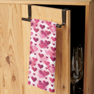 Linge De Cuisine Motif Coeurs roses