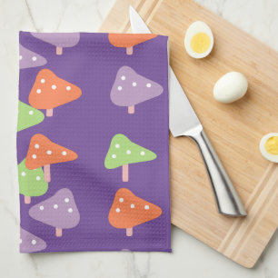 Linge De Cuisine Motif coloré champignon rétro