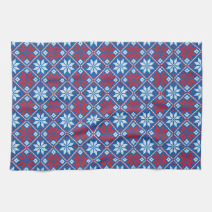 Linge De Cuisine Motif croisé bleu