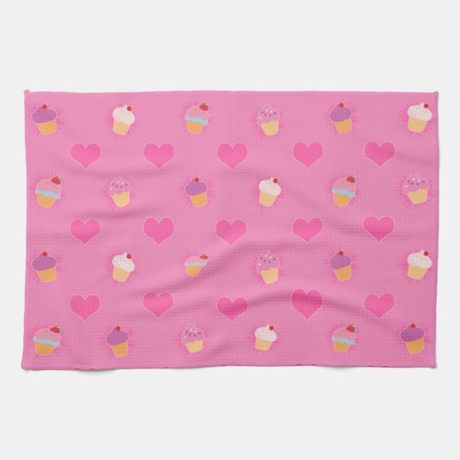 Linge De Cuisine Motif Cupcake rose (Horizontal)