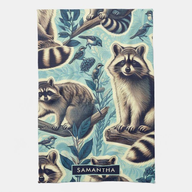 Linge De Cuisine Motif Cute Racoon (Vertical)