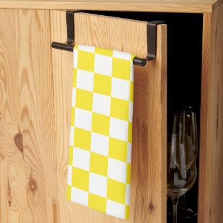 Linge De Cuisine Motif damier jaune et blanc