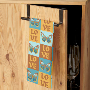 Linge De Cuisine Motif d'amour papillon   Dégradé bleu et orange