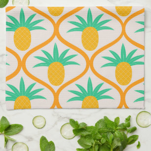 Linge De Cuisine Motif d'ananas tropical sur Orange Ogee