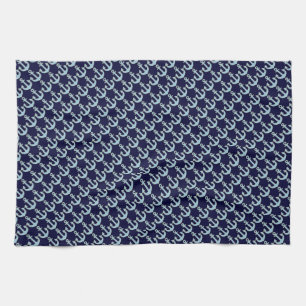 Linge De Cuisine motif d'ancre nautique de bateau bleu