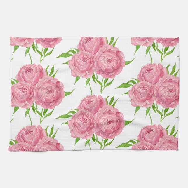 Linge De Cuisine Motif d'aquarelle du bouquet de pivoine (Horizontal)