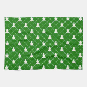 Linge De Cuisine Motif d'arbre de Noël vert festif
