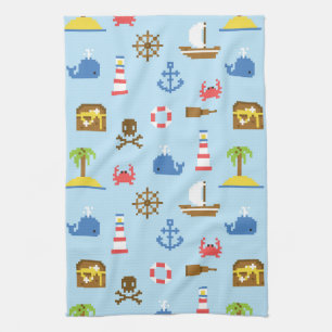Linge De Cuisine Motif d'art maritime Pixel