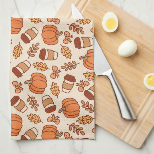 Linge De Cuisine Motif d'automne Citrouille de café sans couture