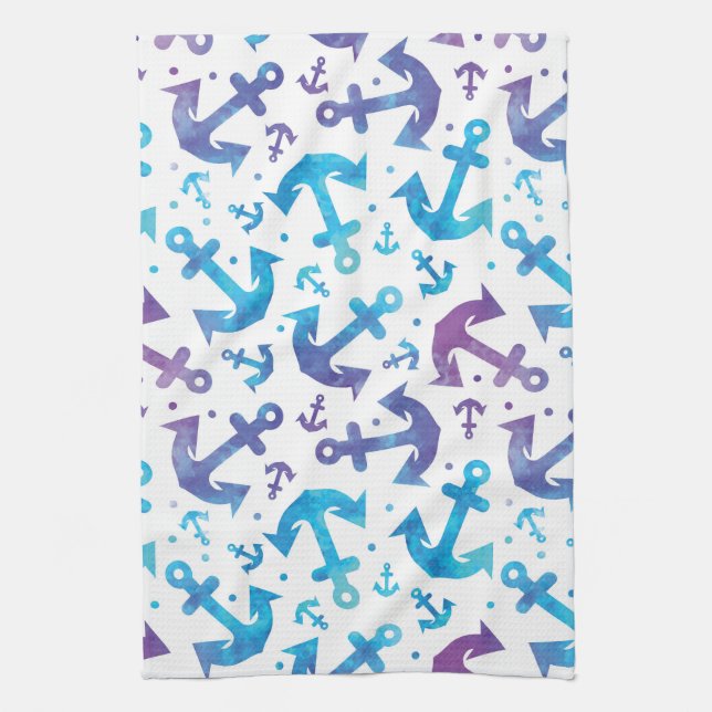 Linge De Cuisine Motif de Ancre Tie Dye 2 (Vertical)