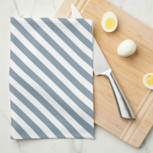Linge De Cuisine Motif de bandes diagonales bleues et blanches