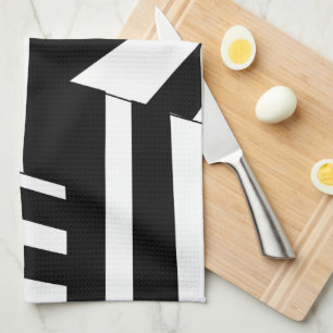 Linge De Cuisine Motif de bandes diagonales en noir et blanc