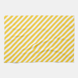 Linge De Cuisine Motif de bandes jaunes et blanches diagonales 